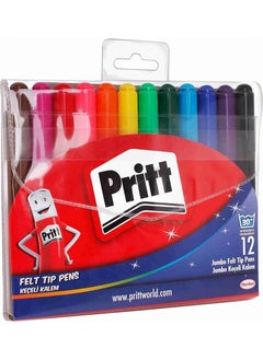 Pritt Jumbo Felt Tip Pen 12 Colors Prit 12 Pcs Felt Tip Pen Jumbo 1 Pack  - Image 1