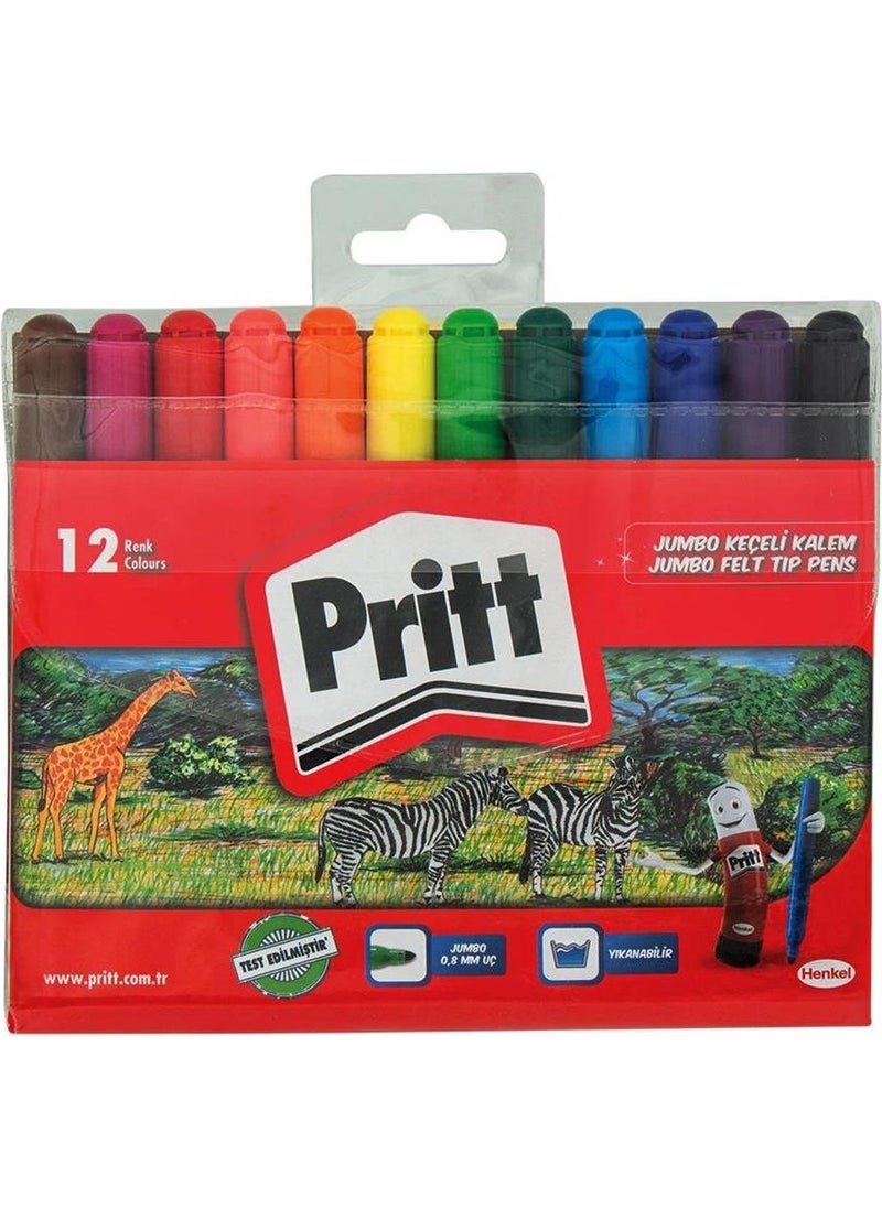 Pritt Jumbo Felt Tip Pen 12 Colors Prit 12 Pcs Felt Tip Pen Jumbo 1 Pack  - Image 3