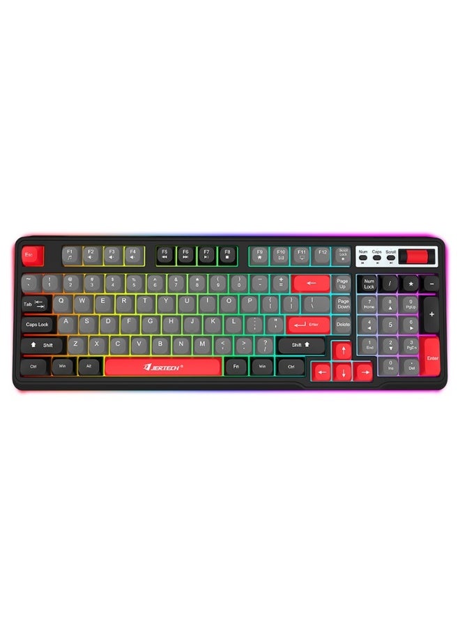 جيرتك لوحة مفاتيح DK-700 RGB متعددة الوسائط، صامتة، سلكية، USB (مفاتيح عربية/إنجليزية) - تأثيرات إضاءة خلفية RGB - مقاومة للماء، 98 مفتاح BPT، للألعاب/الأعمال/الكمبيوتر/ويندوز - Image 1