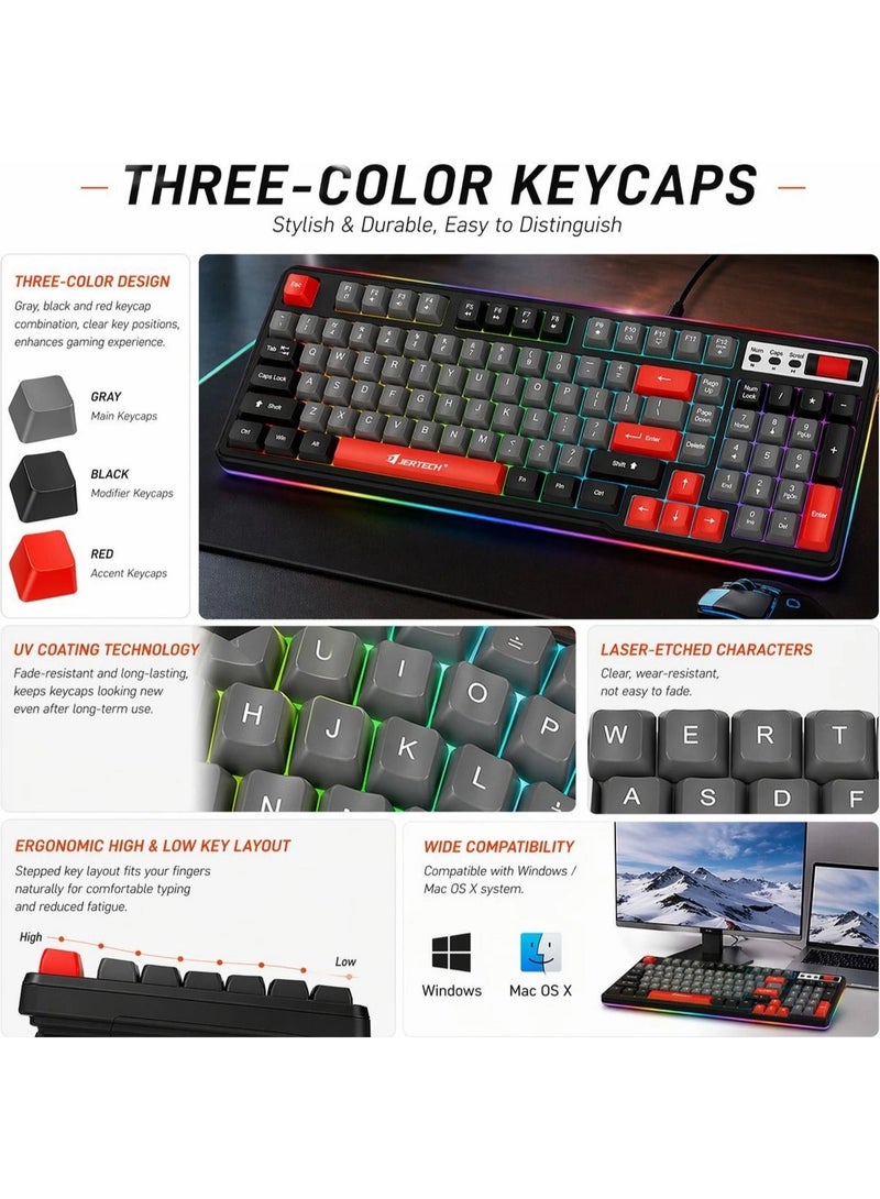 جيرتك لوحة مفاتيح DK-700 RGB متعددة الوسائط، صامتة، سلكية، USB (مفاتيح عربية/إنجليزية) - تأثيرات إضاءة خلفية RGB - مقاومة للماء، 98 مفتاح BPT، للألعاب/الأعمال/الكمبيوتر/ويندوز - Image 4