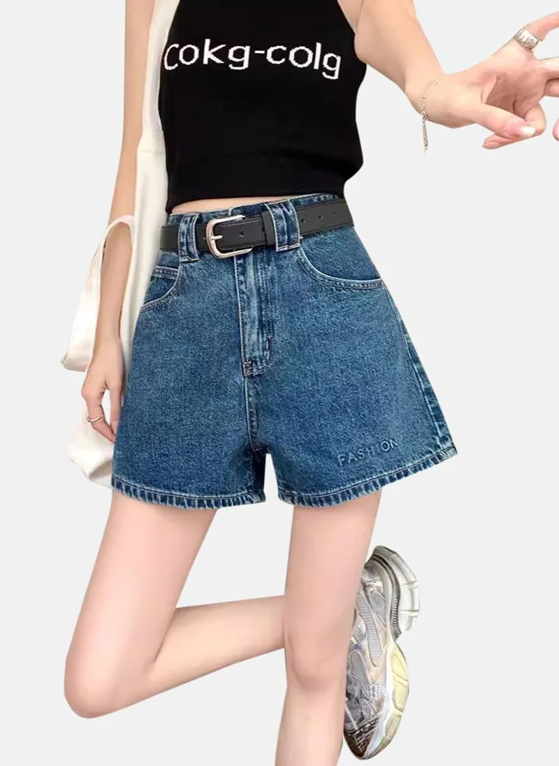 YUNIQEE Blue Solid Denim Shorts
