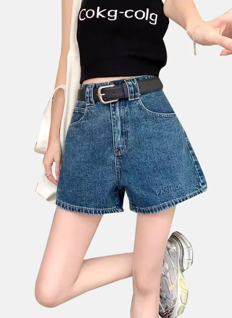 YUNIQEE Blue Solid Denim Shorts