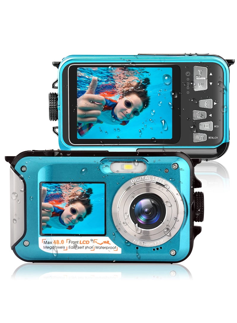 Waterproof Digital Camera 2.7K 48Mp Full HD Video Recorder Selfie Dual Screens Underwater 10FT Compact Camera For Snorkeling - Image 1