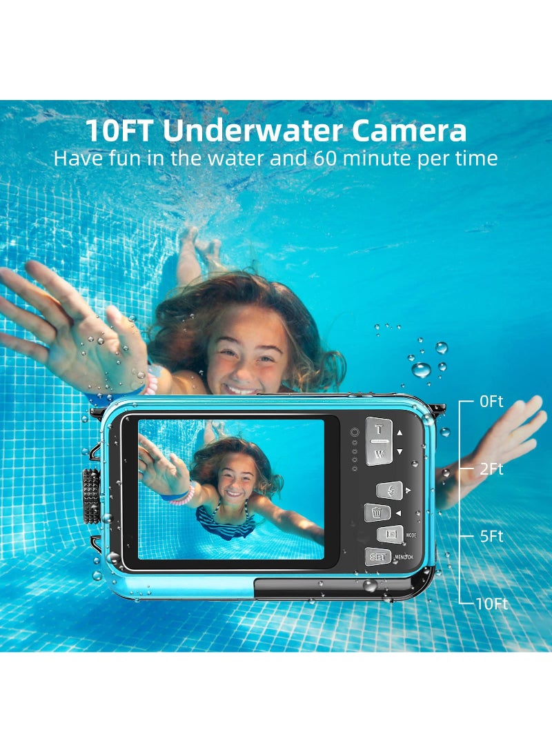 Waterproof Digital Camera 2.7K 48Mp Full HD Video Recorder Selfie Dual Screens Underwater 10FT Compact Camera For Snorkeling - Image 3