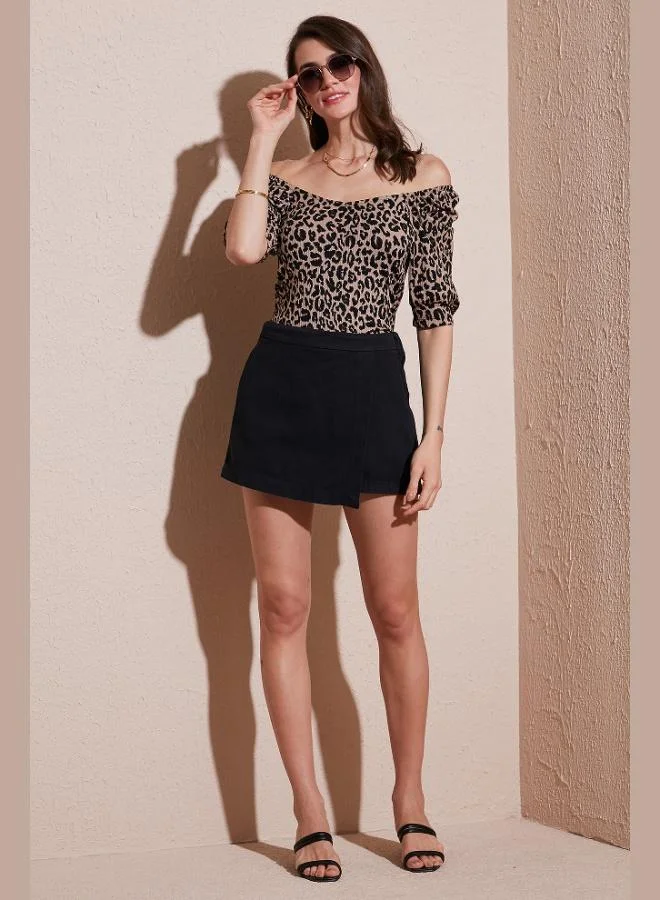 ليلا تنورة قصيرة قطنية بسحاب غير متماثل للنساء