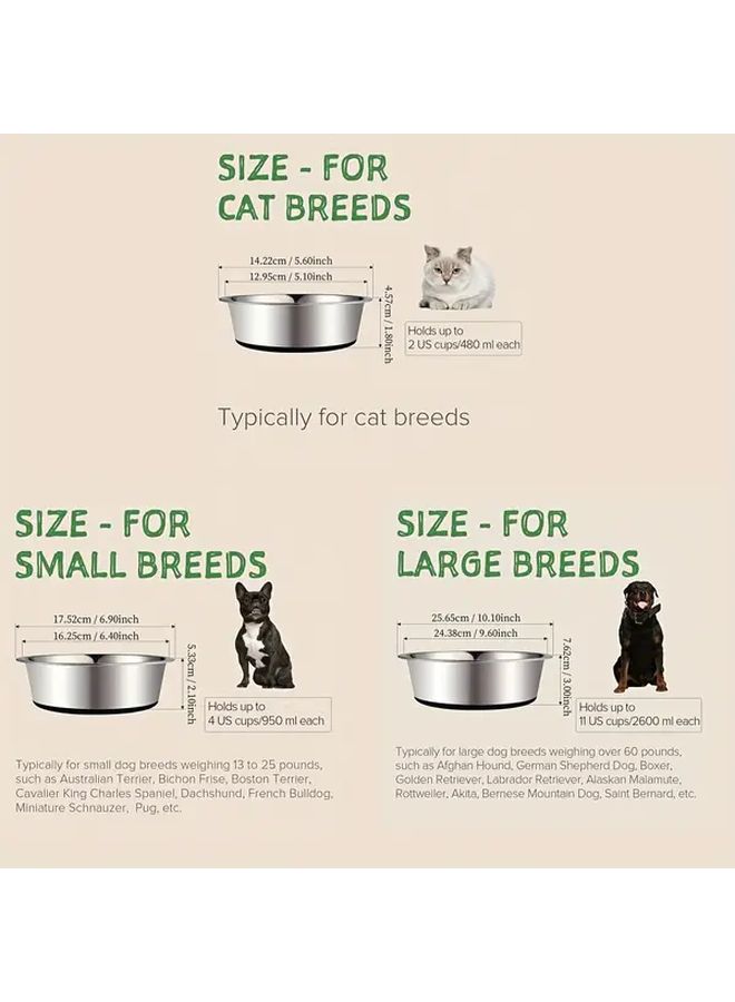 1pc Stainless Steel Non-Slip Pet Bowl For Cats And Dogs Heavy Duty Quiet Feeding Dish With Rubber Base Dishwasher Safe Silvery Black Base 10 24inch - Image 2
