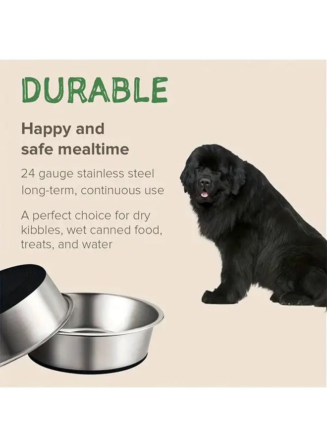 1pc Stainless Steel Non-Slip Pet Bowl For Cats And Dogs Heavy Duty Quiet Feeding Dish With Rubber Base Dishwasher Safe Silvery Black Base 10 24inch - Image 5