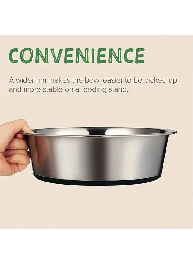 1pc Stainless Steel Non-Slip Pet Bowl For Cats And Dogs Heavy Duty Quiet Feeding Dish With Rubber Base Dishwasher Safe Silvery Black Base 10 24inch - Image 3