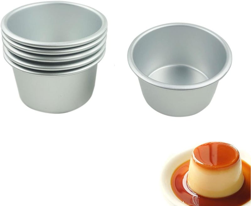 Proshopping 6 عبوات تحتوي على قوالب للبوبوفر (Popover pans)، قالب فردي كبير للمافن، كوب بودينغ من الألمنيوم، قالب لصنع الشوفل بالفراولة، أكواب لتقديم البراونيز - مناسبة للفطائر، الفطائر بالبيض، والكيكات (الحجم: 3.4 بوصة × 2 بوصة). - Image 1