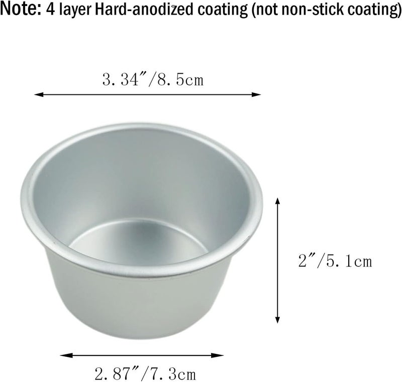 Proshopping 6 عبوات تحتوي على قوالب للبوبوفر (Popover pans)، قالب فردي كبير للمافن، كوب بودينغ من الألمنيوم، قالب لصنع الشوفل بالفراولة، أكواب لتقديم البراونيز - مناسبة للفطائر، الفطائر بالبيض، والكيكات (الحجم: 3.4 بوصة × 2 بوصة). - Image 2