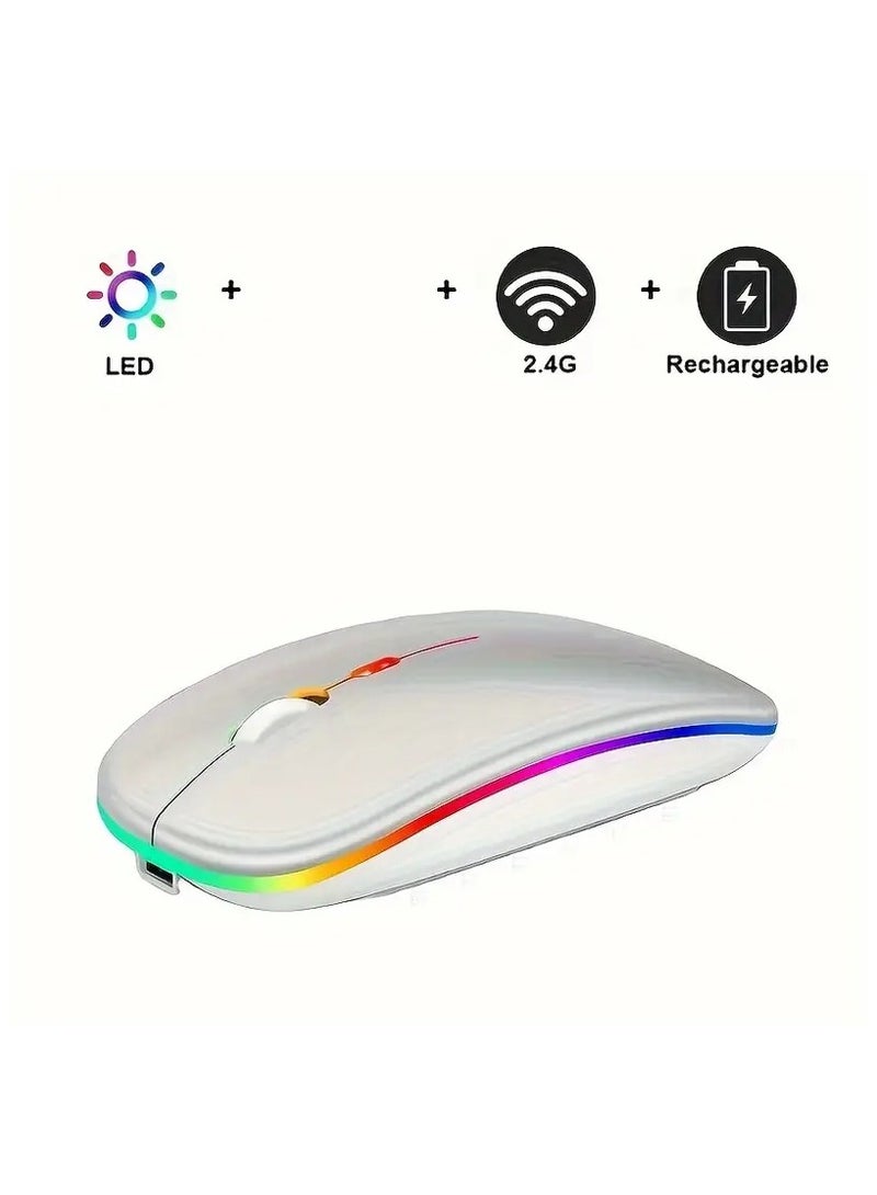 ماوس ألعاب لاسلكي مزدوج الوضع 5.2+2.4 جيجا، ماوس USB قابل لإعادة الشحن، إضاءة خلفية صامتة، مريح، لأجهزة الكمبيوتر المحمول وأجهزة iPad - Image 1