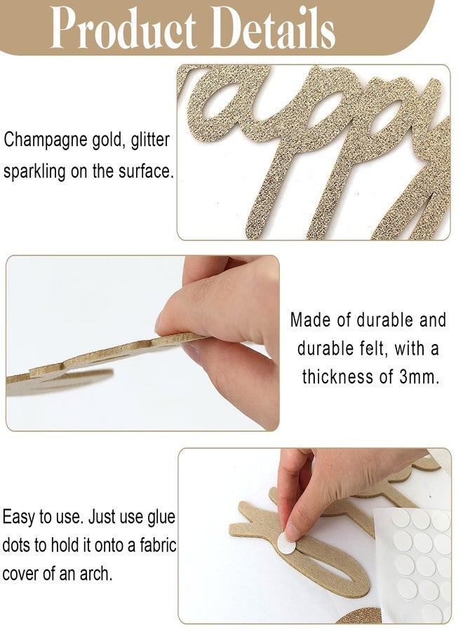 MASTRON Happy Birthday Sign for Backdrop - Glitter Champagne Gold Felt 'Happy Birthday' Letter Sign for Balloon Arch Backdrop Decorations - Image 4