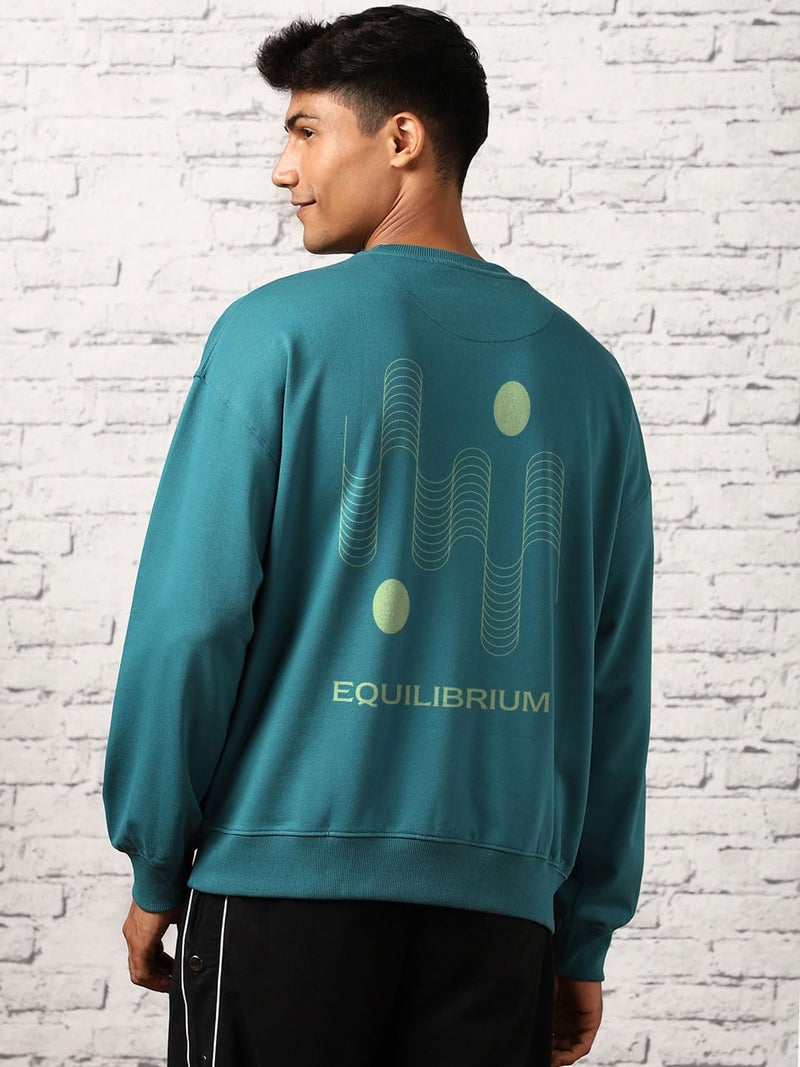 NOBERO Men's Polycotton Crew Neck Regular Fit Sweatshirt (1M-TWRS-C0757-CO_Verdigris Blue1) (X_Large) - Image 3