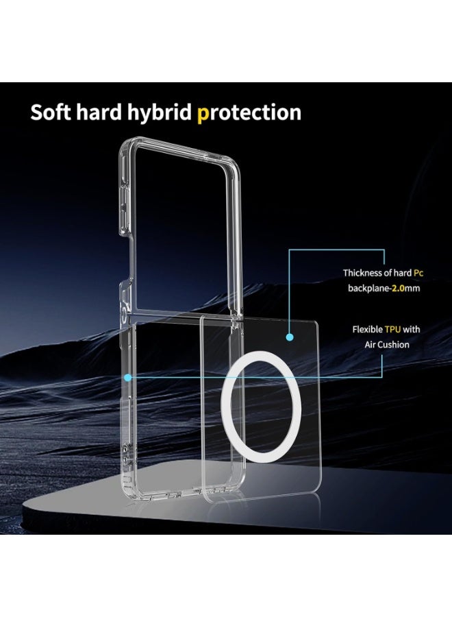 Case for Samsung Galaxy Z Flip 7 Clear Case,Compatible with MagSafe Transparent Shockproof Protection Yellowing Resistant Magnetic Phone Case for Galaxy Z Flip 7 5G  - Image 4