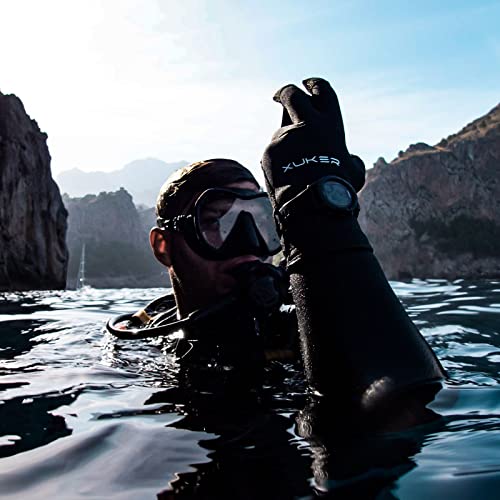 XUKER Water Gloves, 5mm Neoprene Five Finger Warm Wetsuit Winter Gloves for Scuba Diving Snorkeling Paddling Surfing Kayaking Canoeing Spearfishing Skiing (5mm Black Kevlar, XL) - Image 4