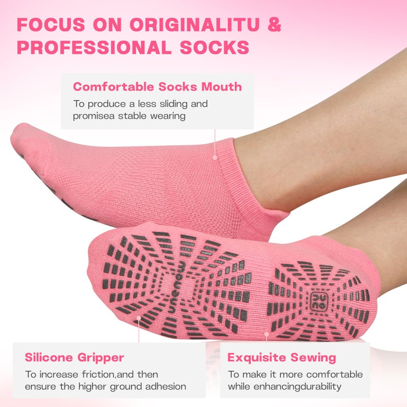 unenow 5 Pairs Pilates Socks for Women Non Slip Socks with Grips for Yoga Hospital Barre Barefoot - Image 4