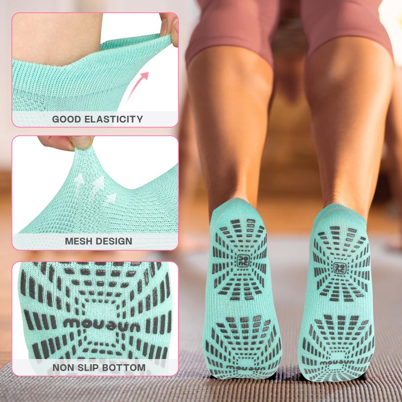 unenow 5 Pairs Pilates Socks for Women Non Slip Socks with Grips for Yoga Hospital Barre Barefoot - Image 5