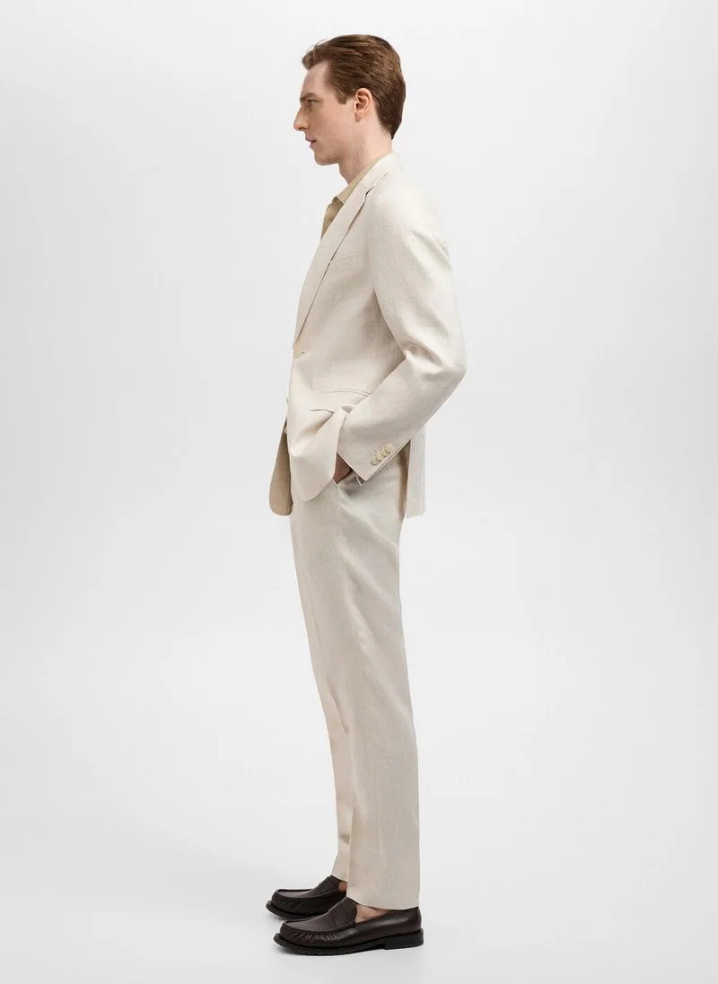 Mango Man Amalfi 100% Linen Slim-Fit Suit Trousers