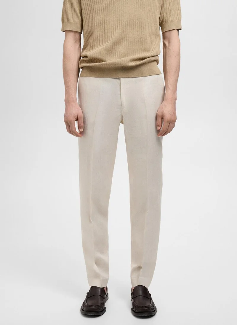 مانجو Amalfi 100% Linen Slim-Fit Suit Trousers