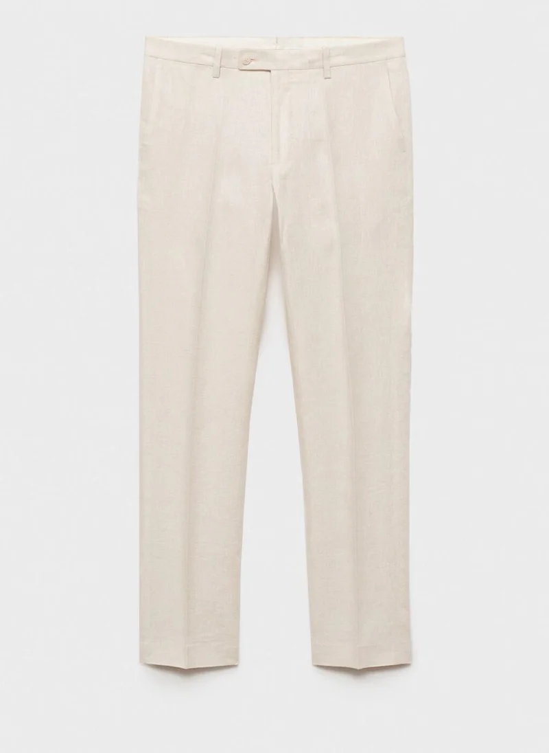 Mango Man Amalfi 100% Linen Slim-Fit Suit Trousers