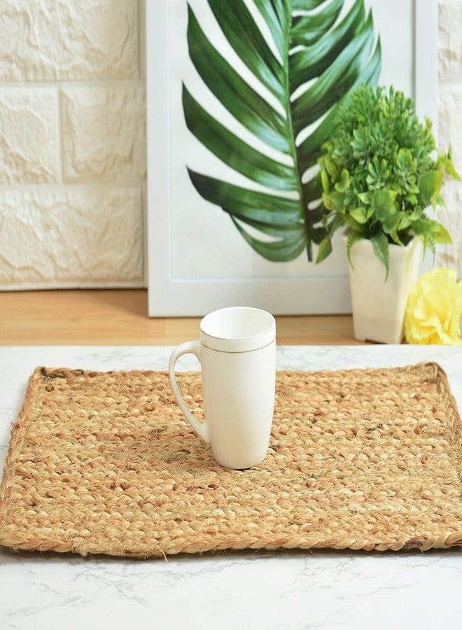 LaVichitra Braided Jute Placemats 30 x 44 cm - Dining Table, Bed Side/Centre Table/Shelves -Natural/Beige - 2 Piece - Image 2