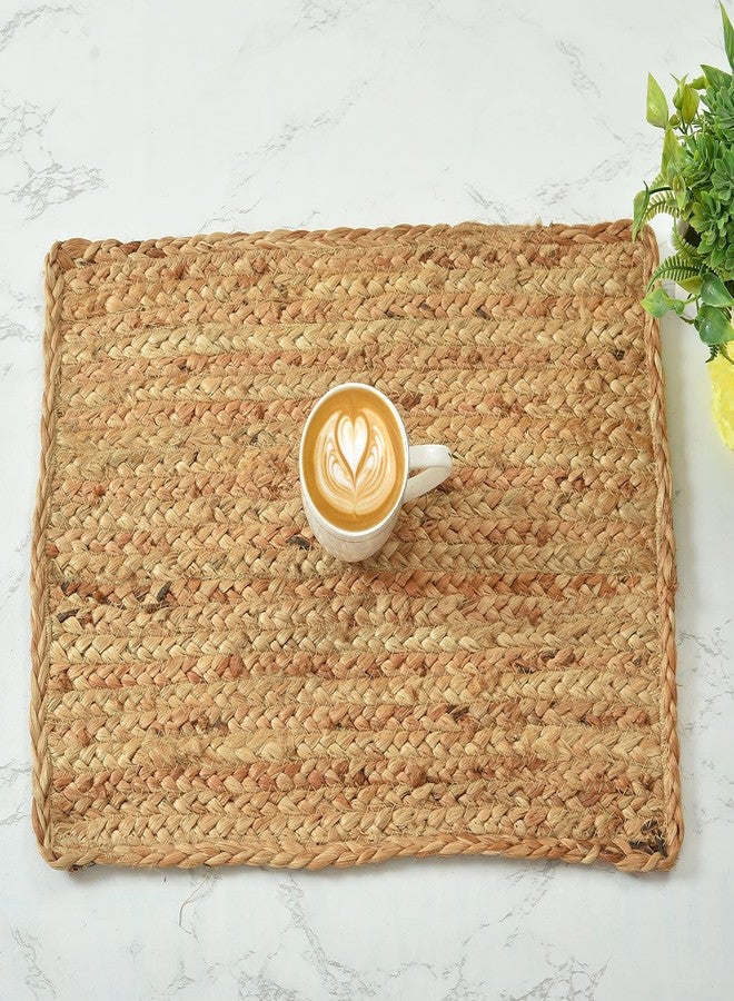 LaVichitra Braided Jute Placemats 30 x 44 cm - Dining Table, Bed Side/Centre Table/Shelves -Natural/Beige - 2 Piece - Image 1