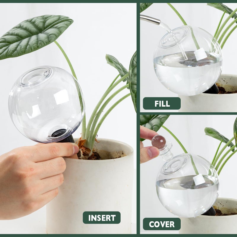 Ansberta 4 Pack Plant Watering Globes with Covers 17oz Self Watering Planter Insert, Plastic Water Bulbs, Indoor/Outdoor Plant Watering Devices for Automatic Drip Irrigation - Image 4