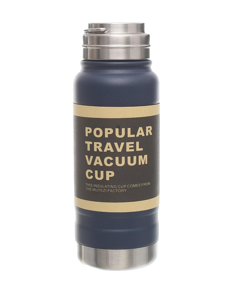 AG-16 MK600 Stainless Steel Water Bottle 600ml, Hot And Cold, with Strainer And Carry Handle, Suitable for All Beverages - Navy