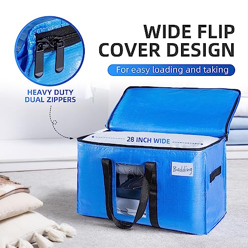 TAILI Extra Large Moving Bags, 6 Pack Blue Heavy Duty Totes For Storage with Visible Window, Wrap Around Handles, Storage Bags for Space Saving, Alternative to Moving Boxes - Image 4