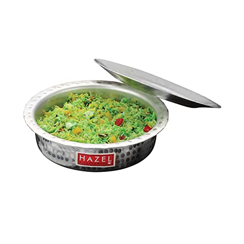 HAZEL Aluminium Langdi Patila Pot with Lid | Hammered Finish Round Bottom Bhagona Dekchi Tope for Boiling & Cooking, 2700 ML - Image 5