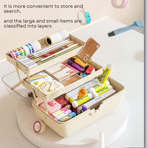HoopVool Plastic Hair Accessories Organizer Box, Hair Ribbon Storage Box Ribbon Box Multi-Purpose 3 Layer Organizer with Handles for Nail Hair Accessories Sewing Supplies Makeup Art Supplies (BROWN) - Image 5