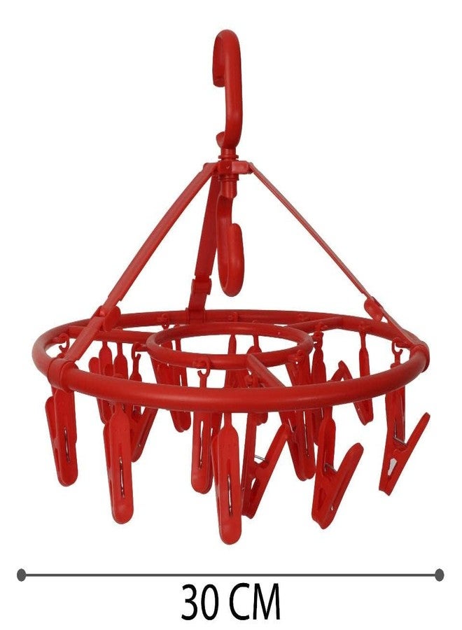 ProKart Premium Baby Clothes Hanger with Clips Hanger for Clothes Drying Clip 360 Degree Portable & Rotatable Clips Drying Clothes Ceiling Stand Hanger Round (Hanger with 16 Clips, Red) - Image 4