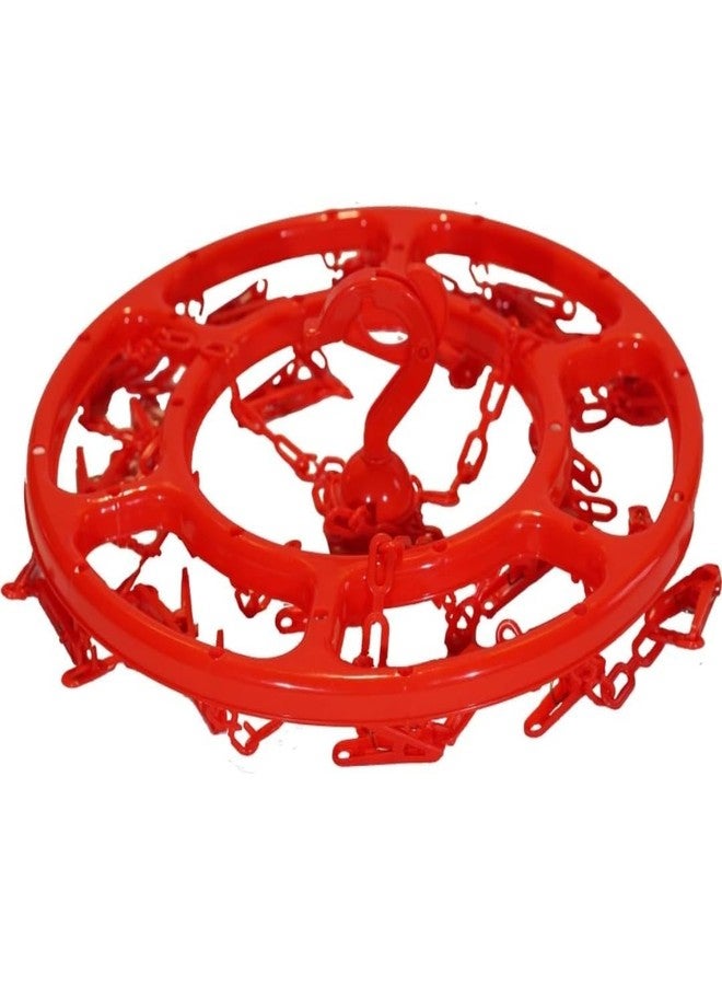 ProKart Premium Baby Clothes Hanger with Clips Hanger for Clothes Drying Clip 360 Degree Portable & Rotatable Clips Drying Clothes Ceiling Stand Hanger Round (Hanger with 16 Clips, Red) - Image 5
