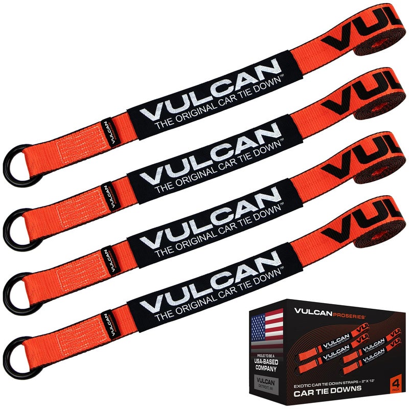 VULCAN Exotic Car Rim Tie Down Set - 2 Inch x 144 Inch - 4 Straps - PROSeries - 3,300 Pound Safe Working Load - Image 1