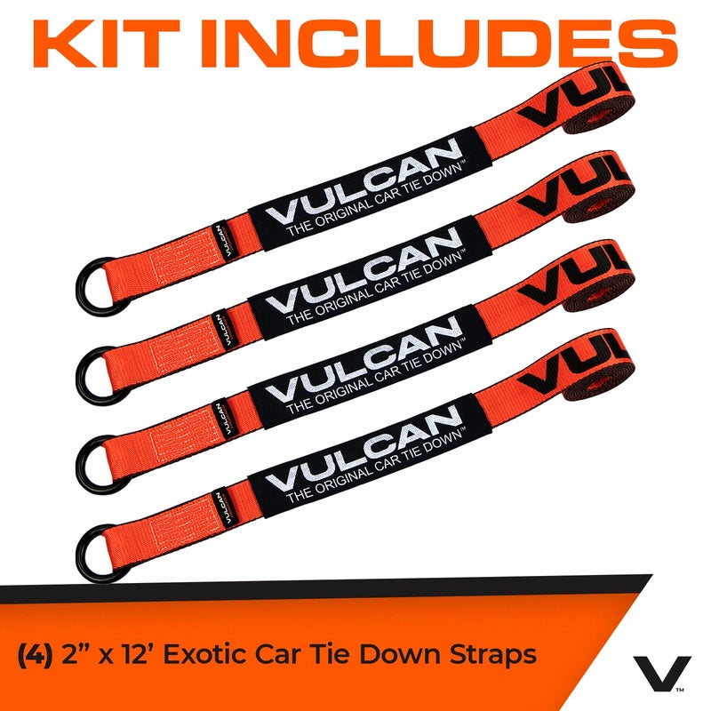 VULCAN Exotic Car Rim Tie Down Set - 2 Inch x 144 Inch - 4 Straps - PROSeries - 3,300 Pound Safe Working Load - Image 3