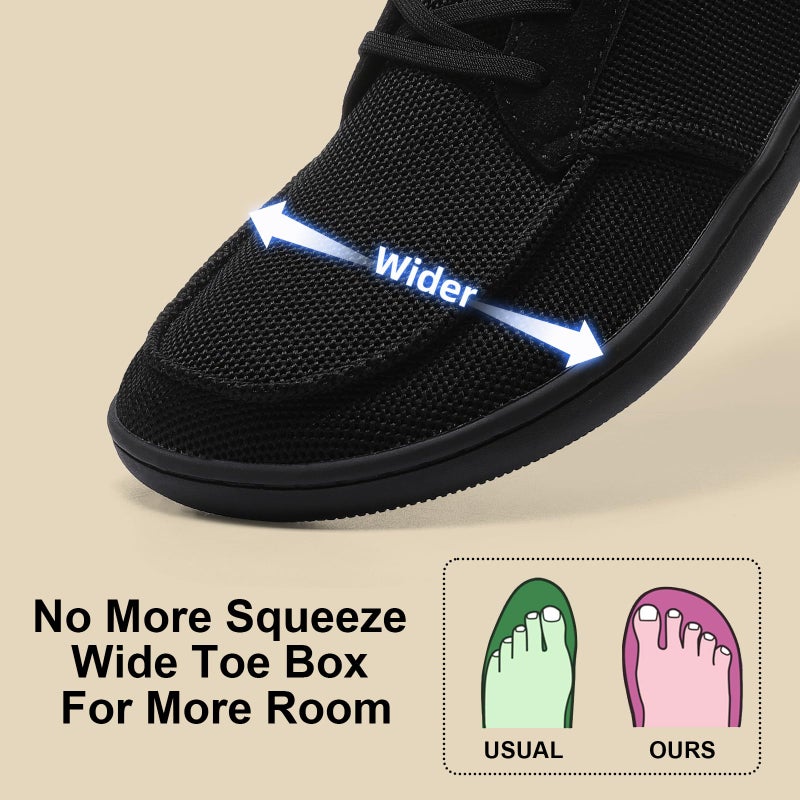 Pulltop Women Barefoot Wide Toe Box Shoes - Minimalist Barefoot Shoes with | Zero Drop Sole | Dress Slip-ons Walking Shoes for Women All Black Size 7.5 Wide - Image 3