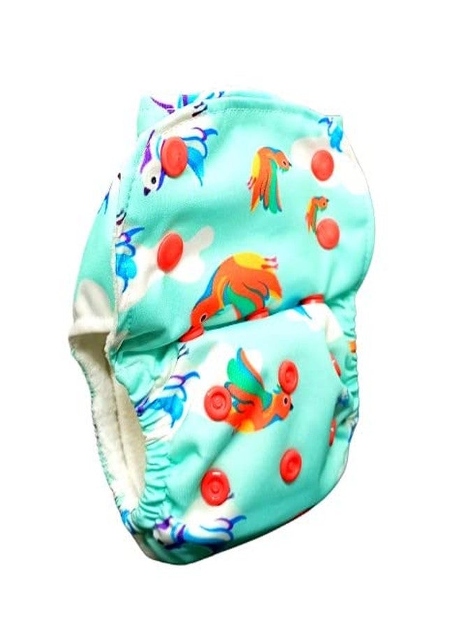 Kindermum Nano AIO Cloth Diaper | One Size Reusable Diaper for Babies (5-17 Kgs, 3 Months-4 Years) | With 100% Organic Cotton Inserts | Adjustable, Washable - Birdie Print - Image 5