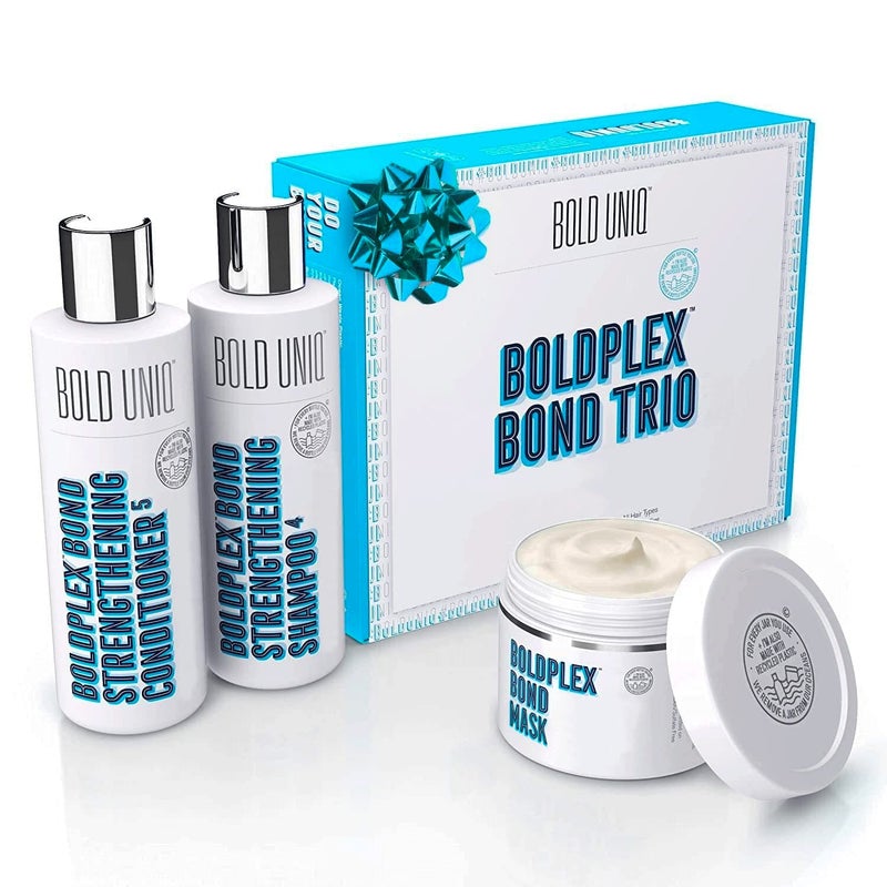 BOLD UNIQ Boldplex 3, 4 & 5 Bond Restore Treatment, Shampoo & Conditioner Trio Gift Set - Hydrating Protein Formula, Strengthens Dry & Damaged Hair, Repairs Breakages & Split Ends. Vegan & Cruelty Free. - Image 1