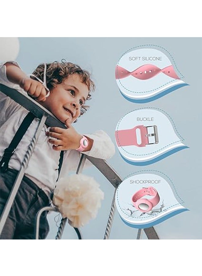 Arabest 2 Pcs Airtag Wristbands for Kids, Soft Silicone Airtag Bracelet Kids, Lightweight, Waterproof Band Compatible with Apple Airtag Watch Band for Children and Toddler (Pink & Purple) - Image 3