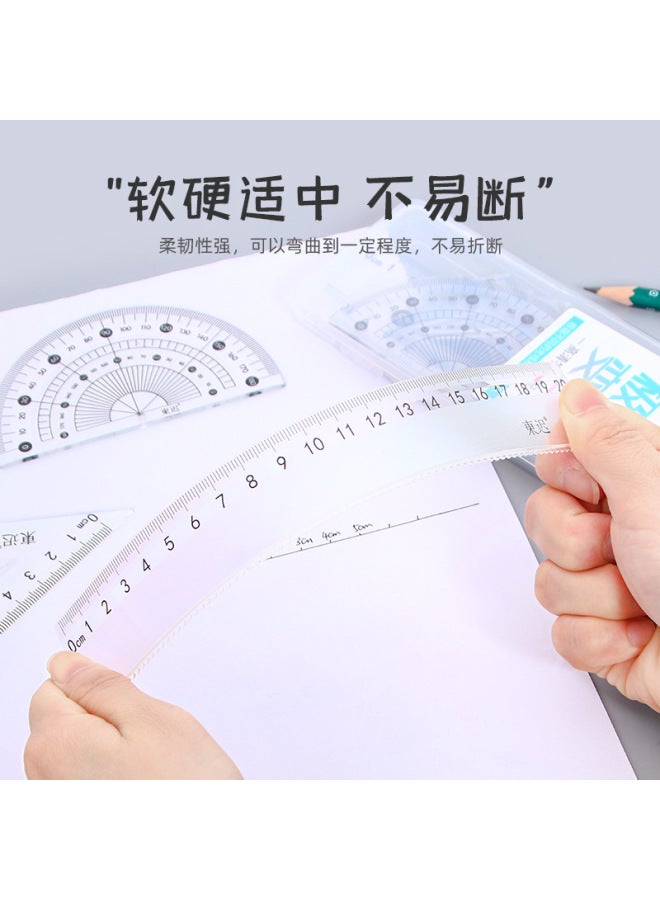 HELPS Student's Aurora Color Changing Drawing Set Ruler Plastic Boxed Ruler Triangle Ruler Suit Ruler Learning Stationery - Image 2