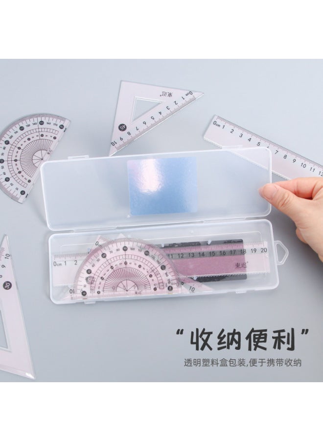 HELPS Student's Aurora Color Changing Drawing Set Ruler Plastic Boxed Ruler Triangle Ruler Suit Ruler Learning Stationery - Image 4