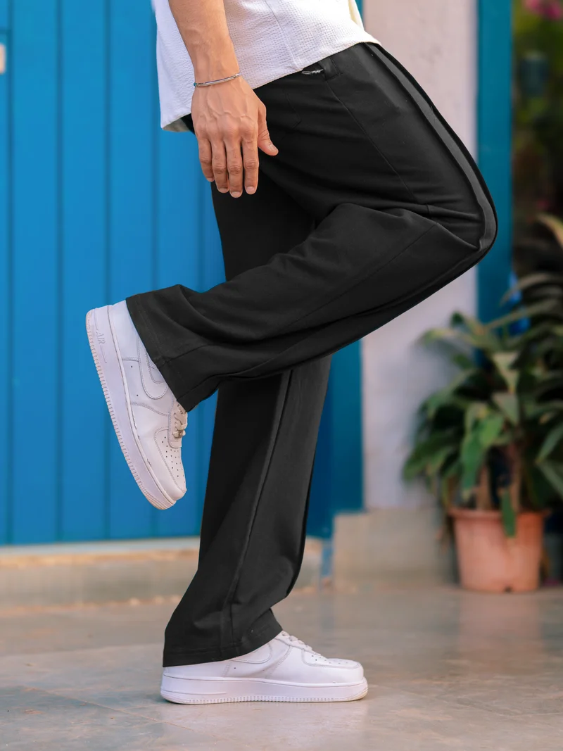 Maniac Maniac Mens Solid Double Pleat Black Color Baggy Fit Pant