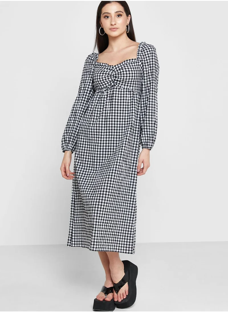 Miss Selfridge Checked Ruffle Detail Dress