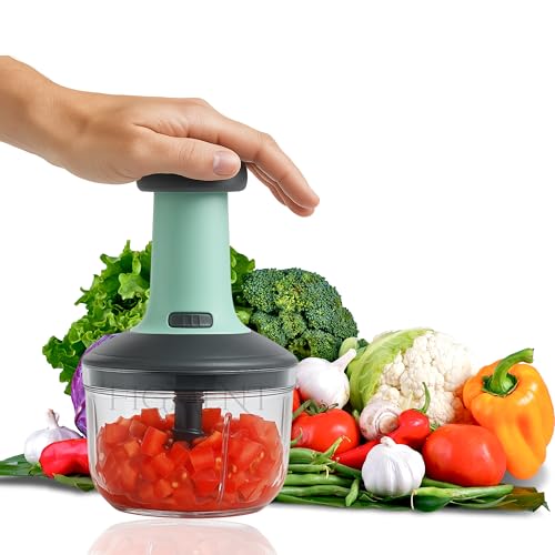 Figment Food Chopper 650ml, 6 Blade Steel Large Manual Hand-Press Vegetable Chopper Mixer Cutter to Cut Onion, Salad, Tomato, Potato, Effortlessly Chopping Vegetables(Pack of 1) - Image 1