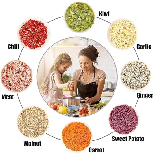 Figment Food Chopper 650ml, 6 Blade Steel Large Manual Hand-Press Vegetable Chopper Mixer Cutter to Cut Onion, Salad, Tomato, Potato, Effortlessly Chopping Vegetables(Pack of 1) - Image 3