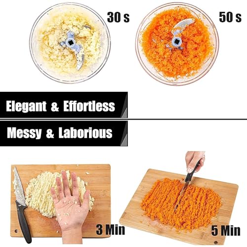 Figment Food Chopper 650ml, 6 Blade Steel Large Manual Hand-Press Vegetable Chopper Mixer Cutter to Cut Onion, Salad, Tomato, Potato, Effortlessly Chopping Vegetables(Pack of 1) - Image 4