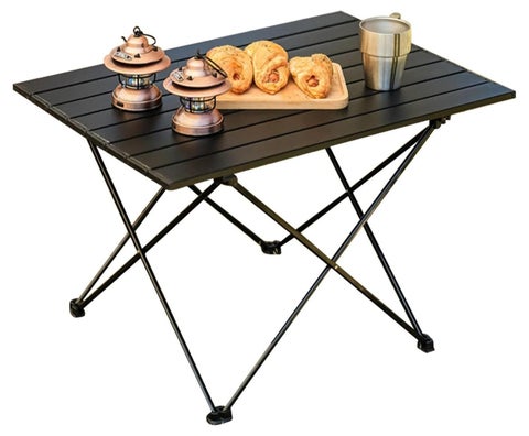 Portable Folding Camping Roll Up Table Compact Desk for Outdoor Travel Hiking Picnic 56cm x 40cm x 41cm Black