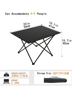 ELFSA Portable Folding Camping Roll Up Table Compact Desk for Outdoor Travel Hiking Picnic 56cm x 40cm x 41cm Black  - Image 4