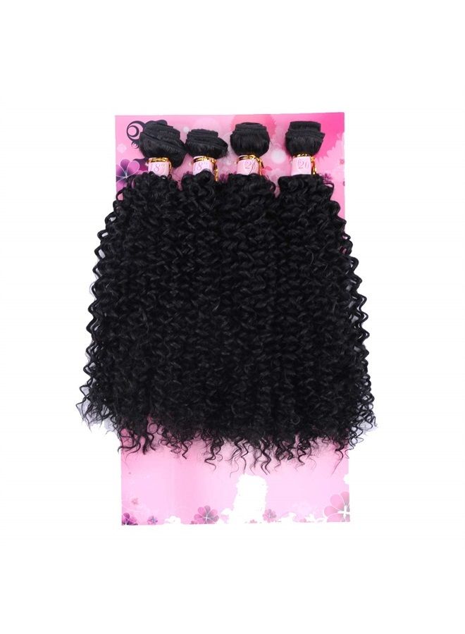 Kinky Curly Hair Bundles Synthetic Hair Weave Bundles Black Color 18 18 20 20 Inches 4 Pieces Heat Resistant Fiber Soft as Human Hair Weave