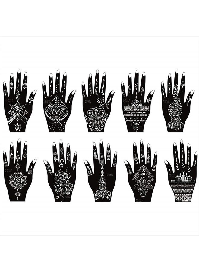 Xmasir Pack of 24 Sheets Henna Tattoo Stencil Kit/Temporary Tattoo Templates,Self-Adhesive Indian Arabian Tattoo Sticker for Body Paint New Designs - Image 3